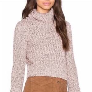 Free People Pink Marled Twisted Cowl Neck Sweater
